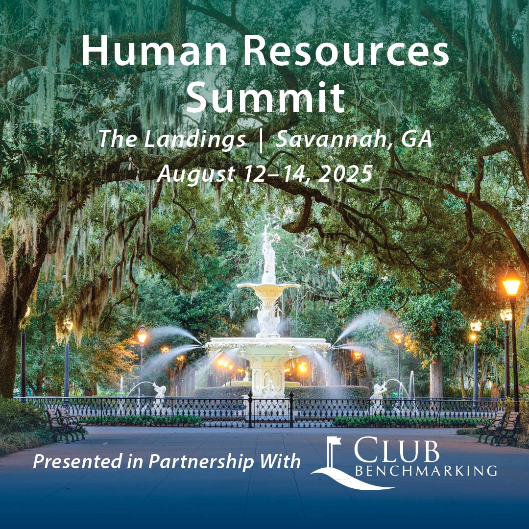 Human Resources Summit: August 12-14 in Savannah, GA; a lit-up fountain surrounded by trees heavy with Spanish moss